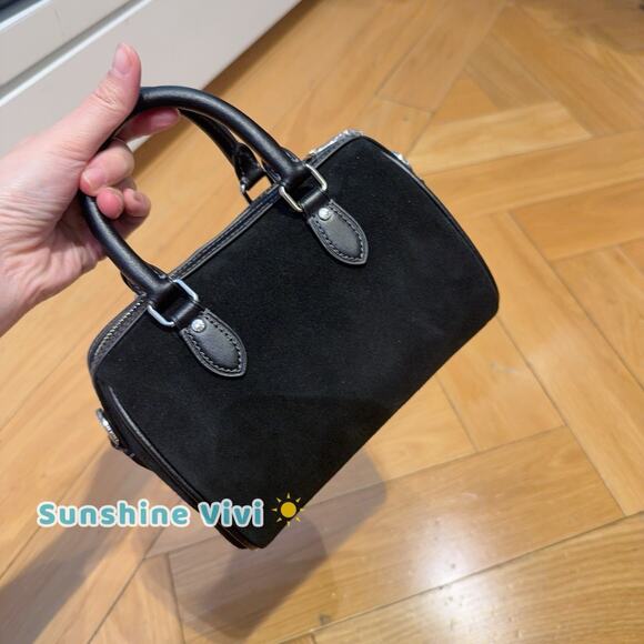 NWT Coach Mini Rowan Crossbody Bag With Cherry Charm In Suede/Sv/Black CDC93 - Picture 4 of 9